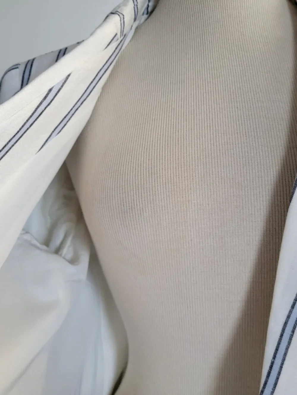 A New Day Women’s White & Blue Pinstripe Linen Blazer